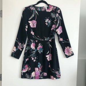 Leith Floral Black Long-sleeve Dress